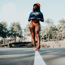 Load image into Gallery viewer, Hot Gyal SZN "Navy" (Female Crop Top Rashguard)