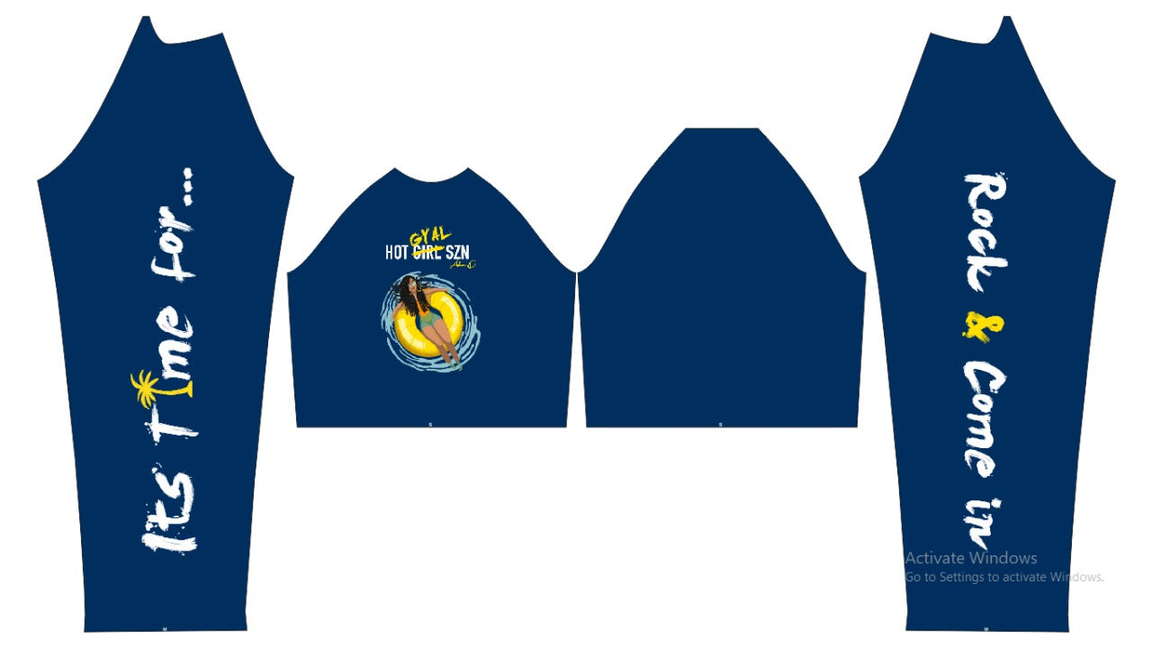 Hot Gyal SZN "Navy" (Female Crop Top Rashguard)
